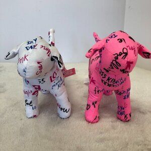 Victoria's Secret PINK 2 Stuffed Dogs - 1 Pink, 1 White